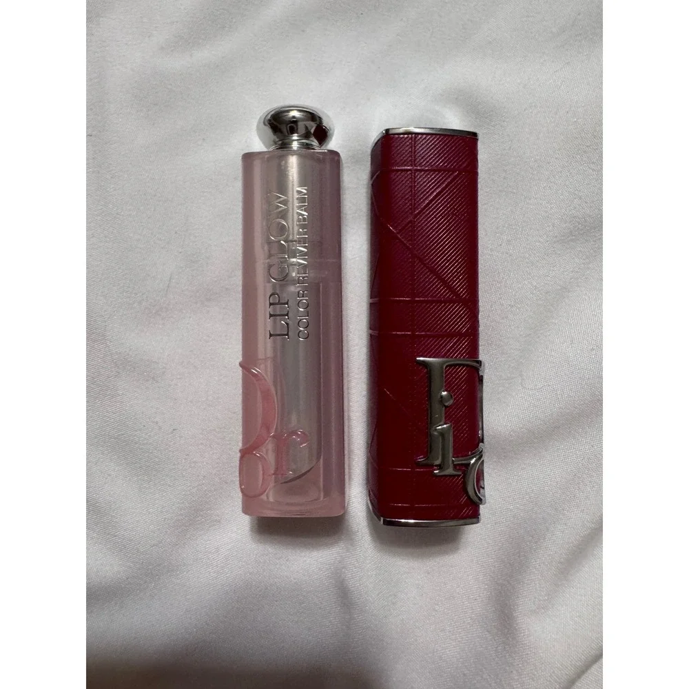 Dior Addict Lip Glow 039 Warm Beige Empty Case & Burgundy Logo Case Set